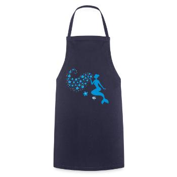 Meerjungfrau - Mermaid Kiss - Nixe - See - 2C - Kochschürze - Navy - Vorne - AI Model Male 185 dark (185cm)