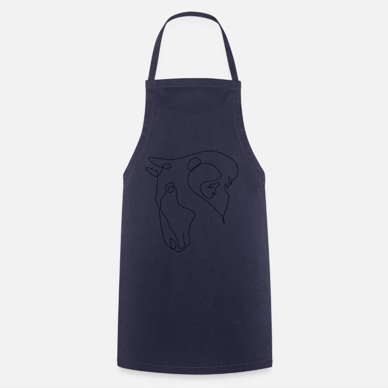 One Line Drawing - hest med kvinde - Forklæde - marineblå