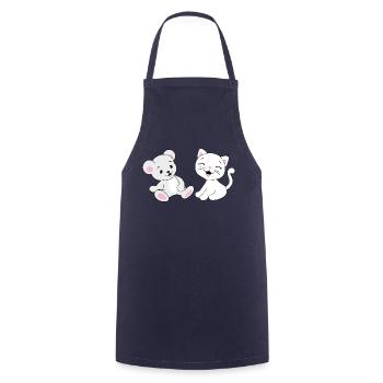 Laughing baby bear and kitten - Cooking Apron - navy - Front - AI Model Male 185 dark (185cm)