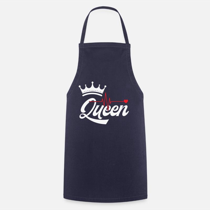 Queen, King. Couple gift idea - Cooking Apron - navy