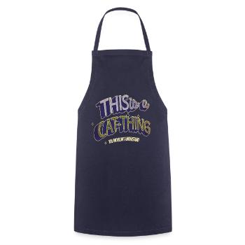 black cat hoodies and sweatshirts - Cooking Apron - navy - Front - AI Model Male 185 dark (185cm)