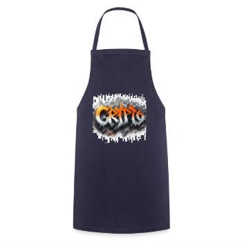 crypto, grafitti text 3D - Kochschürze - Navy - Vorne - AI Model Male 185 dark (185cm)
