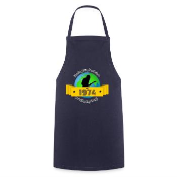 50th Birthday Rocking this planet since 07/1974 - Cooking Apron - navy - Front - AI Model Male 185 dark (185cm)