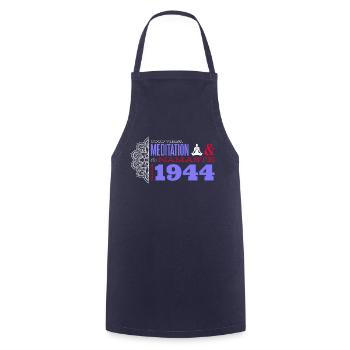 Spiritual Peace & Meditation Since 1944 - 81 - Cooking Apron - navy - Front - AI Model Male 185 dark (185cm)