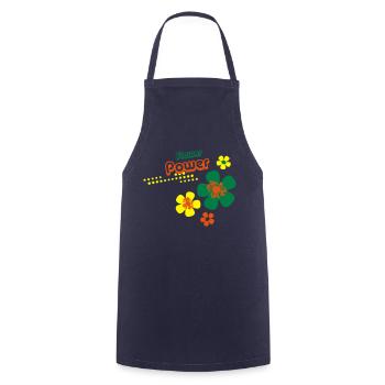 Flower Power - Kochschürze - Navy - Vorne - AI Model Male 185 dark (185cm)