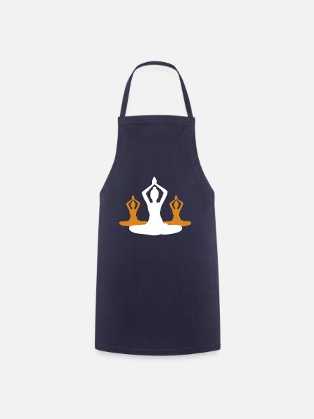 10 Sukhasana oder Genuss-Yoga | Weiß - Kochschürze - Navy