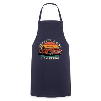 Who Says I'm Old? I'm Retro! – Vintage Style - Cooking Apron - navy - Front - AI Model Male 185 dark (185cm)
