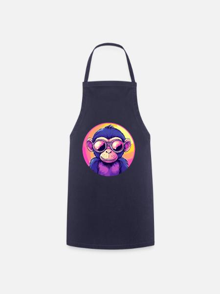 Neon Affe mit Sonnenbrille - Kochschürze - Navy