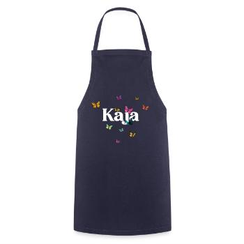 KAJA- Beau nom de fille avec des papillons - Tablier de cuisine - marine - Devant - AI Model Male 185 dark (185cm)