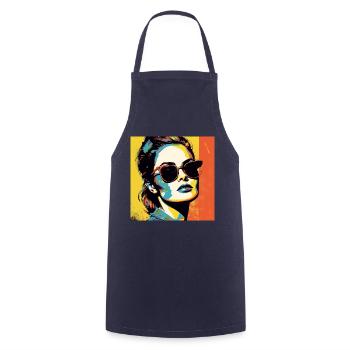 Pop Art Cool Woman - Cooking Apron - navy - Front - AI Model Male 185 dark (185cm)