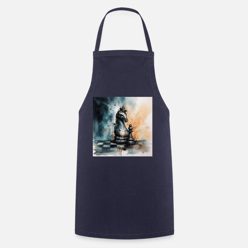 Artful Chess Knight - Cooking Apron - navy