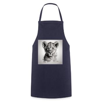 Croquis d’art du lionceau - Tablier de cuisine - marine - Devant - AI Model Male 185 dark (185cm)
