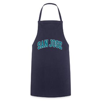 San Jose blue white - Cooking Apron - navy - Front - AI Model Male 185 dark (185cm)