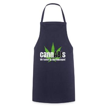Abi Motto Shirt Cannabis wir haben es durchgezogen - Kochschürze - Navy - Vorne - AI Model Male 185 dark (185cm)
