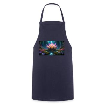 Lotus Blüte - Kochschürze - Navy - Vorne - AI Model Male 185 dark (185cm)