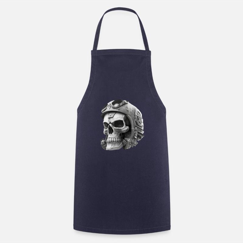 Skull with helmet - Cooking Apron - navy