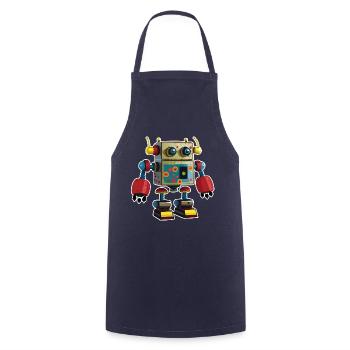 01 Robot Kid Picture Cartoon Funny - Cooking Apron - navy - Front - AI Model Male 185 dark (185cm)