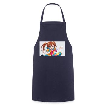 Ein niedliches manga maedchen - Kochschürze - Navy - Vorne - AI Model Male 185 dark (185cm)