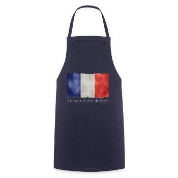 Drapeau France bleu blanc rouge Français fier - Tablier de cuisine - marine - Devant - AI Model Male 185 dark (185cm)
