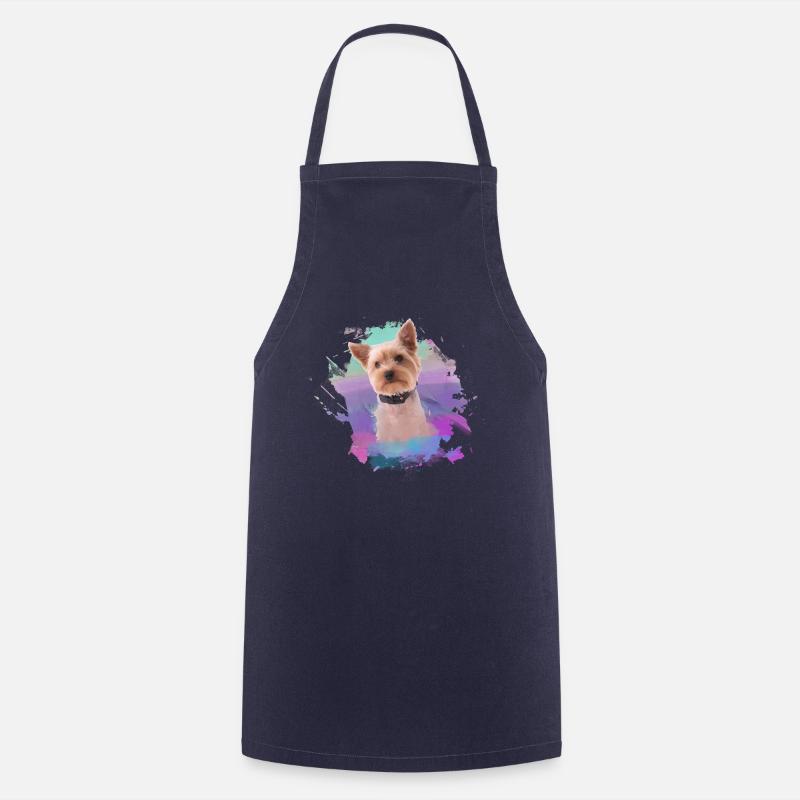 yorkshire terrier, hund, graffiti,terrier, bunt - Kochschürze - Navy