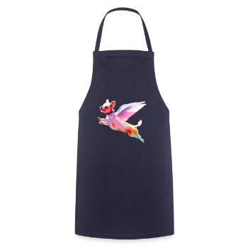 Flying Dog. All pets go to heaven. Dogs are angels - Cooking Apron - navy - Front - AI Model Male 185 dark (185cm)