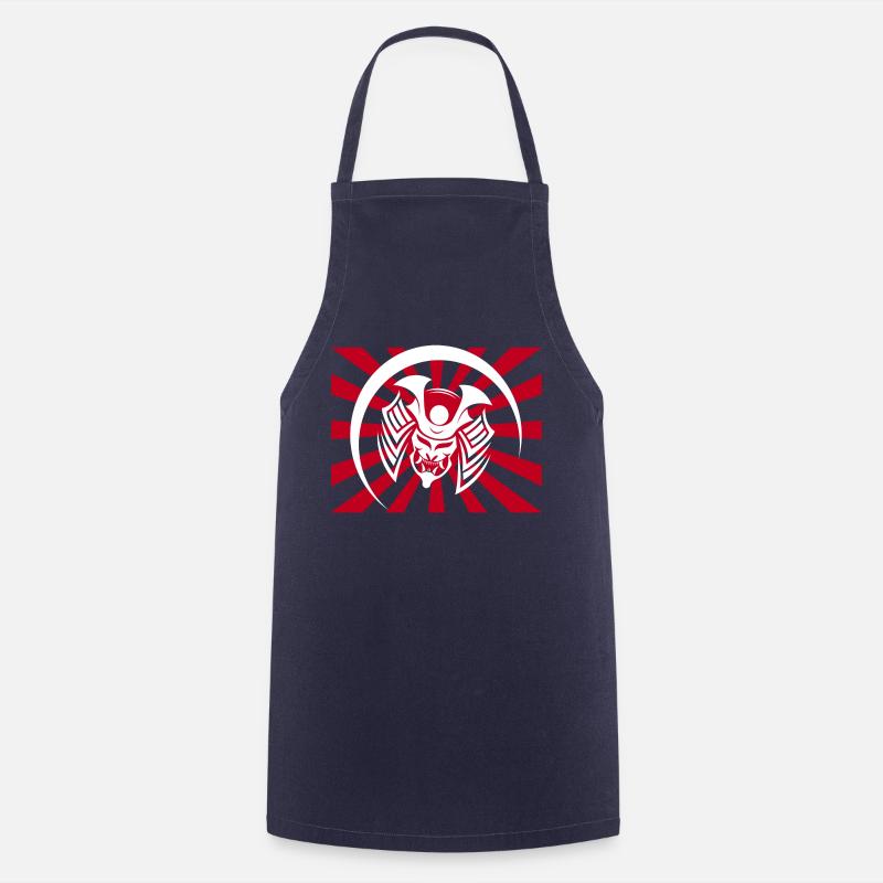 Samurai Samurai Mask Warrior Mask Oni Mask - Cooking Apron - navy