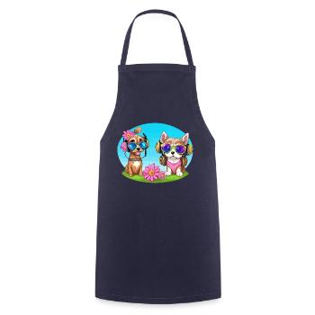 Two dog with sunglasses - Cooking Apron - navy - Front - AI Model Male 185 dark (185cm)
