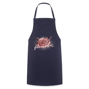 Flowers Pfingstrose Rosa - Kochschürze - Navy - Vorne - AI Model Male 185 dark (185cm)