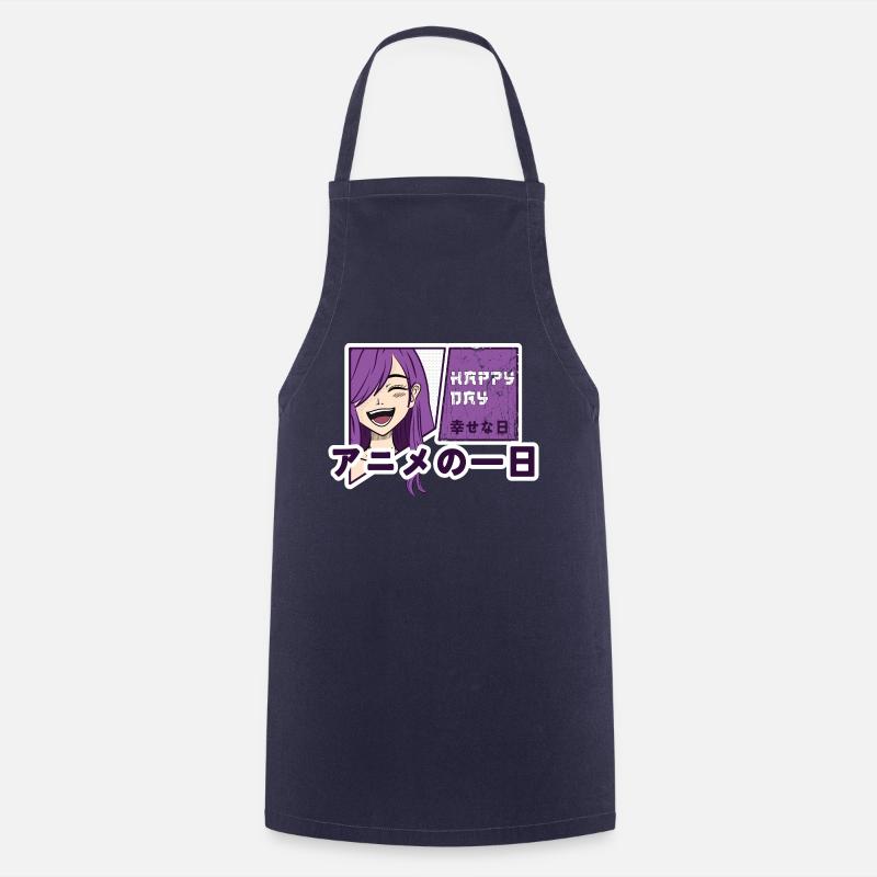 Happy day with anime - Cooking Apron - navy