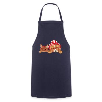Peeking funny ginger cat and border collie dog - Cooking Apron - navy - Front - AI Model Male 185 dark (185cm)
