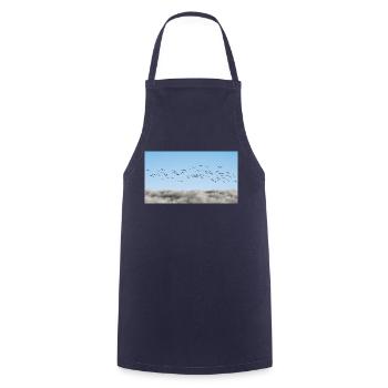 Über den Wolken Vögel - Kochschürze - Navy - Vorne - AI Model Male 185 dark (185cm)