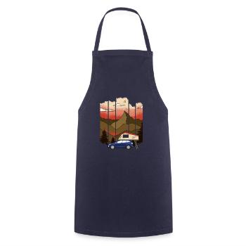 Roof tent Camper | Nature & sunset gift - Cooking Apron - navy - Front - AI Model Male 185 dark (185cm)