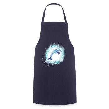 Delfin, graffiti, malerei,blau,fisch, - Kochschürze - Navy - Vorne - AI Model Male 185 dark (185cm)