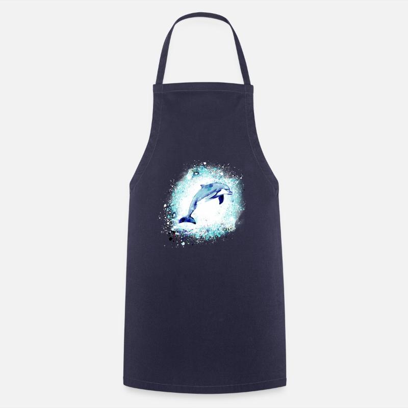 Delfin, graffiti, malerei,blau,fisch, - Kochschürze - Navy