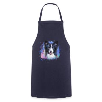 dog, pointed, painting, graffiti, dwarf spitz - Cooking Apron - navy - Front - AI Model Male 185 dark (185cm)