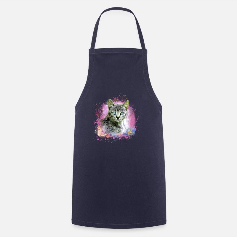chat, chaton, graffiti, peinture, coloré, chat domestique - Tablier de cuisine - marine