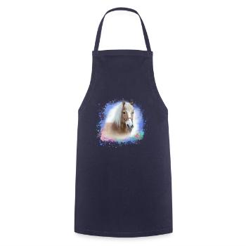 haflinger,horse,graffiti, painting, horse's head,colorful - Cooking Apron - navy - Front - AI Model Male 185 dark (185cm)