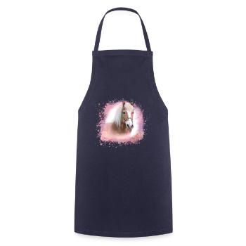 haflinger,horse,graffiti, painting, horse's head,pink - Cooking Apron - navy - Front - AI Model Male 185 dark (185cm)