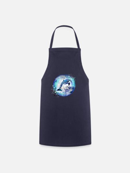 dauphin, terre, peinture, bleu, dauphins, mer, planète - Tablier de cuisine - marine
