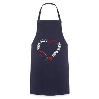 Night Shift Obstetric Nurse Stethoscope Nursing - Cooking Apron - navy - Front - AI Model Male 185 dark (185cm)