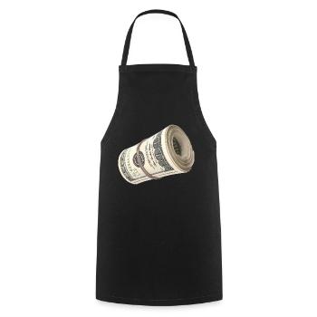 Geldrolle - Cash Roll - One Hundred Dollar Bills - Kochschürze - Schwarz - Vorne - AI Model Male 185 dark (185cm)