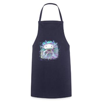 Axolotl, tier, fisch,wasser,bunt, graffiti - Kochschürze - Navy - Vorne - AI Model Male 185 dark (185cm)