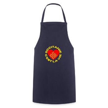 Coeur occitanie - Tablier de cuisine - marine - Devant - AI Model Male 185 dark (185cm)