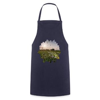 Flowery landscape - Cooking Apron - navy - Front - AI Model Male 185 dark (185cm)