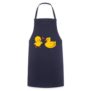 Ente und Babyhuhn mit Hintern - Kochschürze - Navy - Vorne - AI Model Male 185 dark (185cm)
