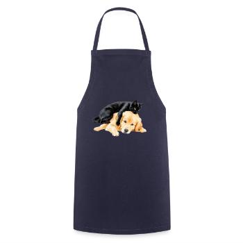 Schwarze Katze und golden retriever - Kochschürze - Navy - Vorne - AI Model Male 185 dark (185cm)
