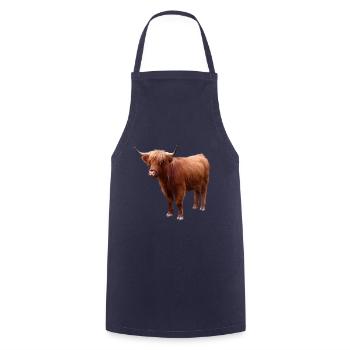 Bovins écossais des Highlands - Tablier de cuisine - marine - Devant - AI Model Male 185 dark (185cm)