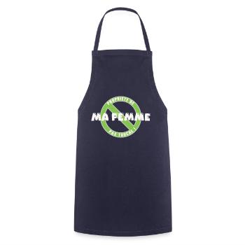 Propriété de ma femme, blanc - Tablier de cuisine - marine - Devant - AI Model Male 185 dark (185cm)