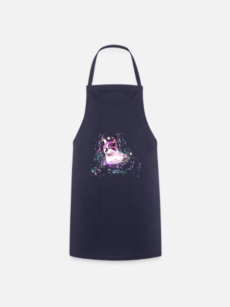 katze,bunt,,aquarell,kunst,malerei,graffiti,sterne - Kochschürze - Navy