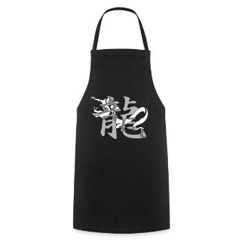 dragon6 blanc kanji dragon gris - Tablier de cuisine - noir - Devant - AI Model Male 185 dark (185cm)
